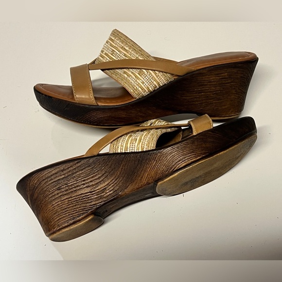 🛍️TUSCANY by EASY STREET woven camel‎ platform slides size 9. - Picture 6 of 8